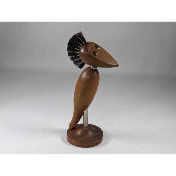 Vintage minimalist wood bird bottle opener, MCM Danish Bird Corkscrew + Bottle - Picture 6 of 10